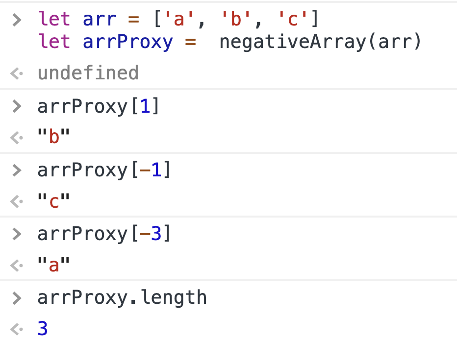 proxy array negative index